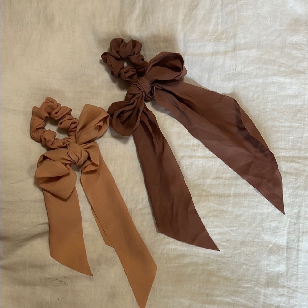 Elegant Brown and Tan Hair Scrunchies Set